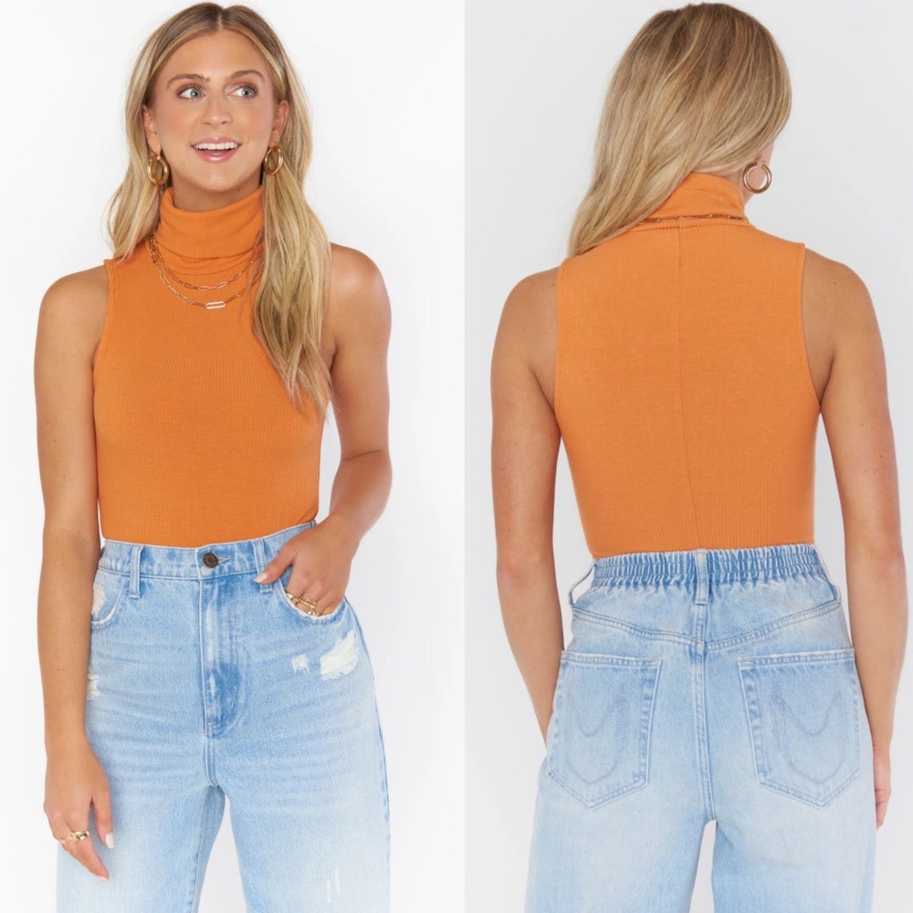 NEW Show Me your mumu turtle bodysuit burnt orange rib knit